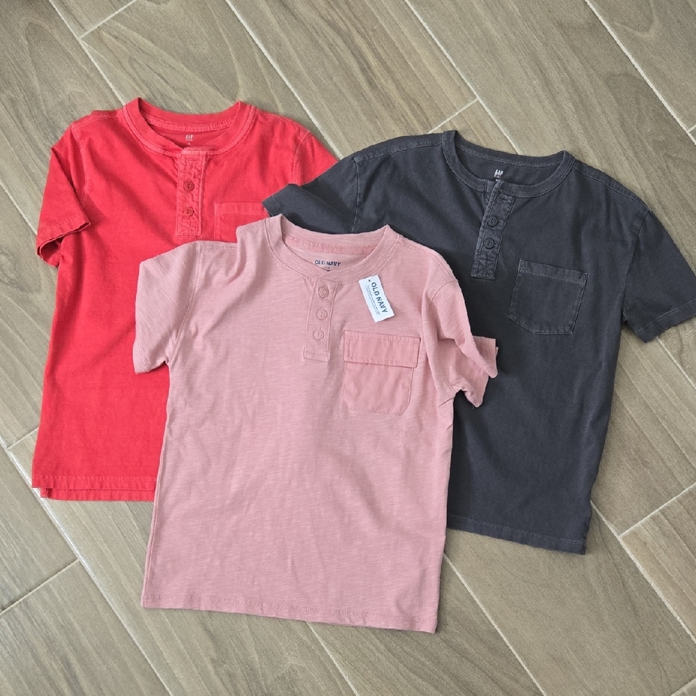 Old Navy Kids Henley Tees - Red, Pink, and Gray